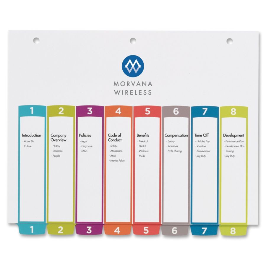 slide 2 of 6, Avery Preprinted Tab Dividers, White/Multicolor, 8 ct; 8 1/2 in x 11 in
