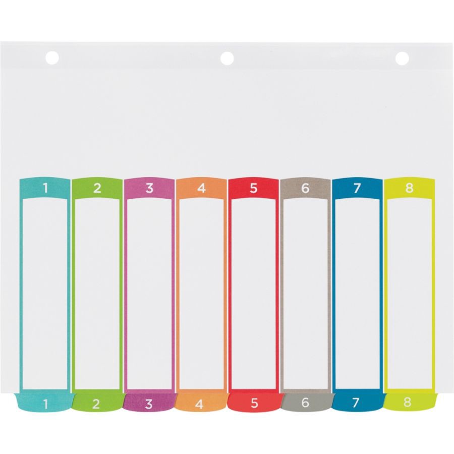 slide 6 of 6, Avery Preprinted Tab Dividers, White/Multicolor, 8 ct; 8 1/2 in x 11 in