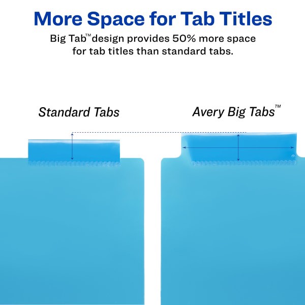 slide 6 of 8, Avery Big Tab Insertable Two-Tone 2 Pocket Plastic Dividers, 8-Tab, Multicolor, 1 ct