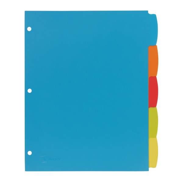 slide 5 of 7, Avery Big Tab Write & Erase Durable Plastic Dividers, Multicolor, 5 ct; 8 1/2 in x 11 in