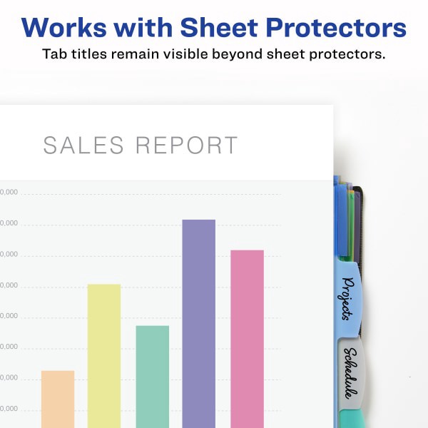 slide 4 of 6, Avery Corner Lock Write & Erase Plastic Dividers With Expandable Pockets, 9-1/4'' X 11-1/4'', Multicolor, Set Of 5 Tabs, 1 ct