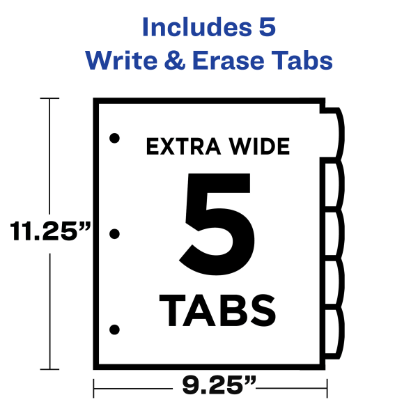 slide 5 of 6, Avery Corner Lock Write & Erase Plastic Dividers With Expandable Pockets, 9-1/4'' X 11-1/4'', Multicolor, Set Of 5 Tabs, 1 ct