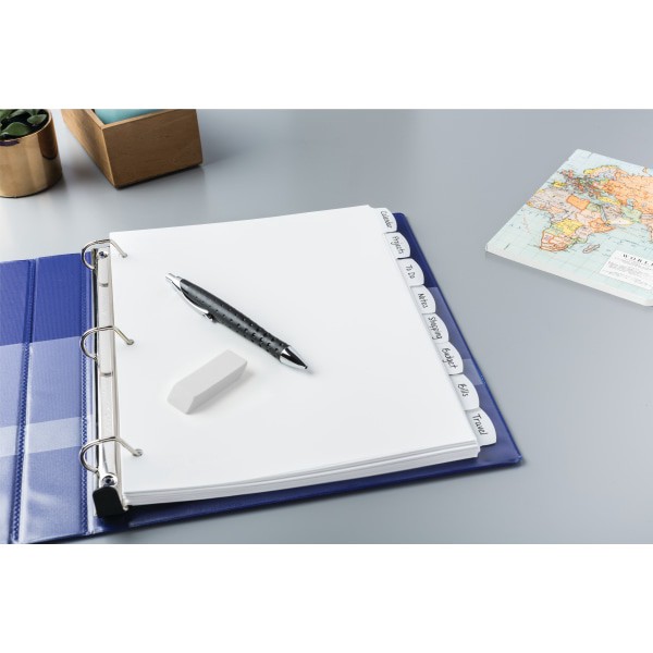 slide 8 of 9, Avery Durable Write-On Plastic Dividers with Erasable Tabs, White, 8 ct; 8 1/2 in x 11 in