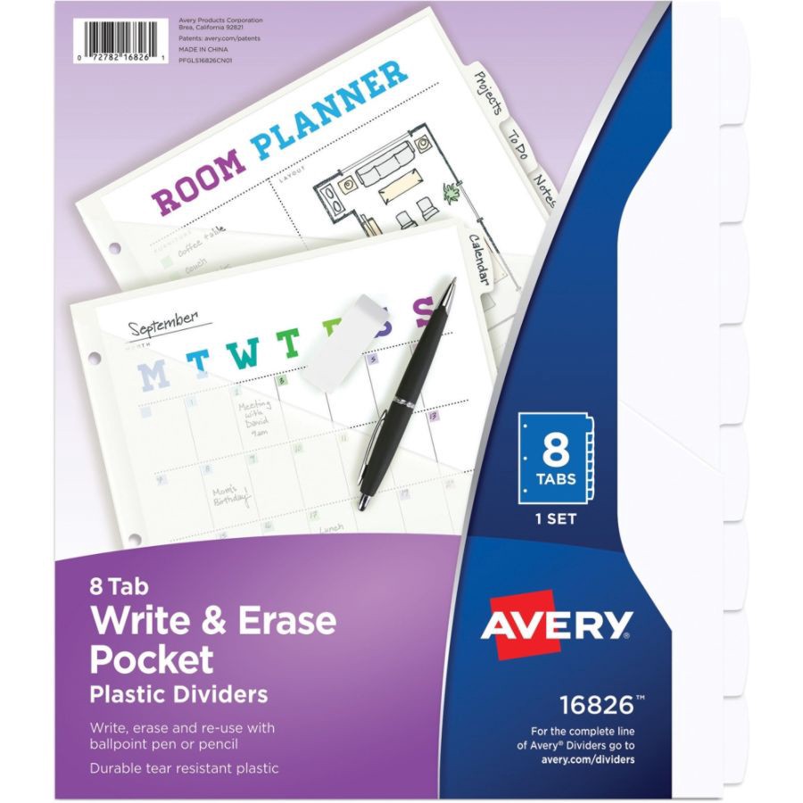 slide 2 of 2, Avery Write And Erase Plastic Divider, White, 1 ct