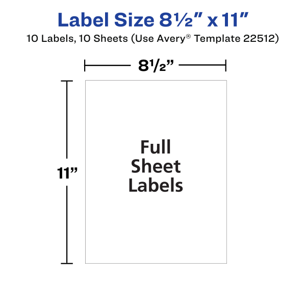 slide 6 of 6, Avery Shipping Labels, 22512, 8-1/2" X 11“, Matte Clear, 1 Label Per Sheet, Pack Of 10 Sheets, 10 ct