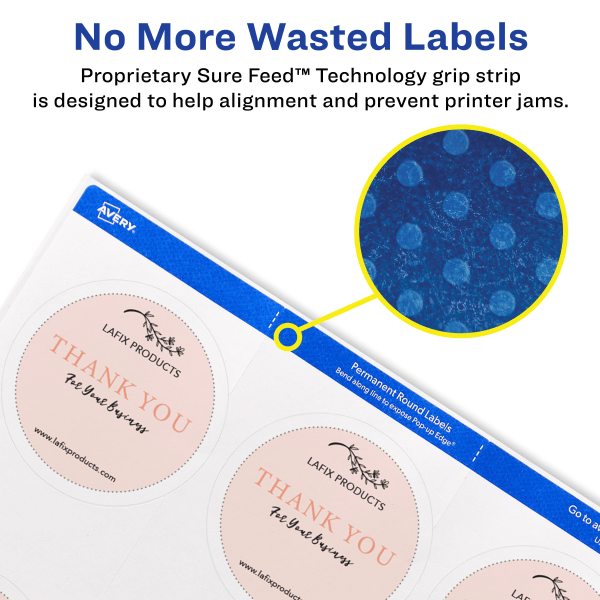 slide 2 of 6, Avery Printable Round Labels, 22562, 2-1/2", Matte White, 9 Labels Per Sheet, Pack Of 25 Sheets, 25 ct