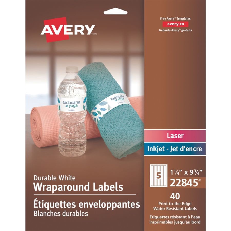 slide 6 of 10, Avery Permanent Durable Wraparound Labels, 22845, White, 40 ct; 9 3/4 in x 1 1/4 in