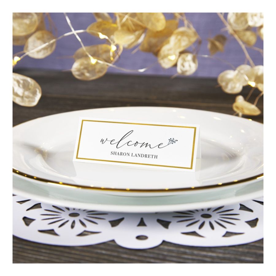 slide 7 of 7, Avery Laser/Inkjet Place Cards, 1 7/16'' X 3 3/4'', Gold Border, Pack Of 150, 150 ct