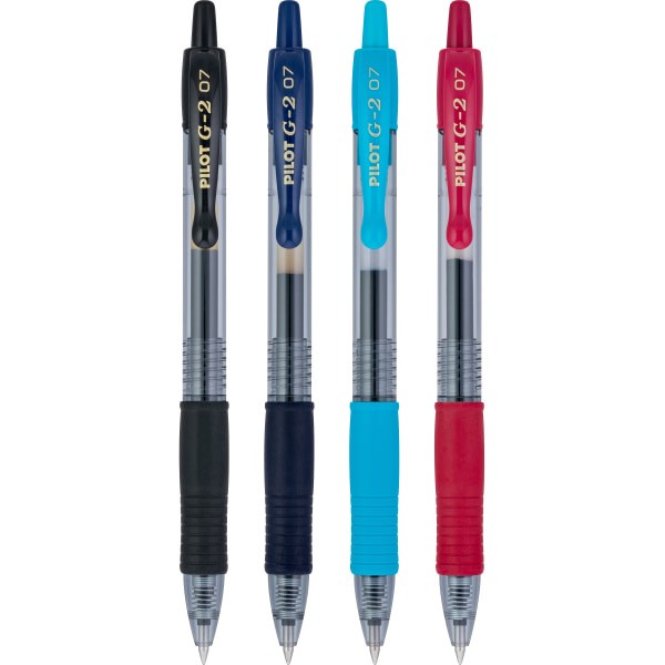 slide 2 of 5, Gatorade Pilot G2 Premium Gel Roller Pens, Fine Point, 0.7 Mm, Clear Barrels, Assorted Ink Colors, Pack Of 4 Pens, 4 ct