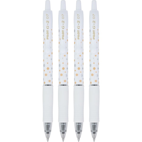 slide 2 of 2, Pilot G-2 Retractable Gel Pens, Fine Point, 0.7 Mm, Dots Design Collection Barrels, Black Ink, Pack Of 4 Pens, 4 ct