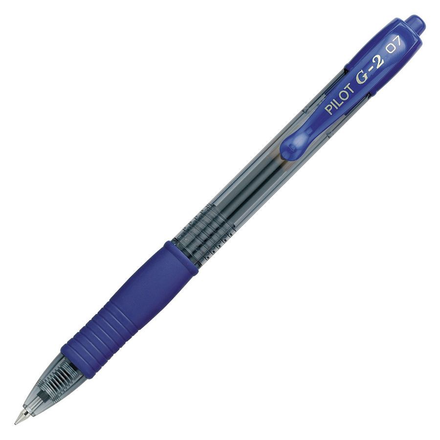 slide 2 of 5, Pilot G-2 Retractable Gel Pens, Fine Point, 0.7 Mm, Clear Barrels, Blue Ink, Pack Of 4, 4 ct