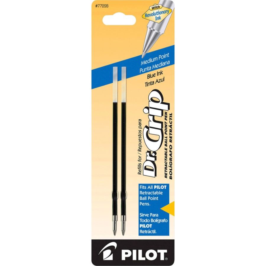 slide 2 of 3, Pilot Ballpoint Pen Refills, Fits Dr. Grip & All Pilot Retractable Ballpoint Pens, Medium Point, 1.0 mm, Blue, 2 ct