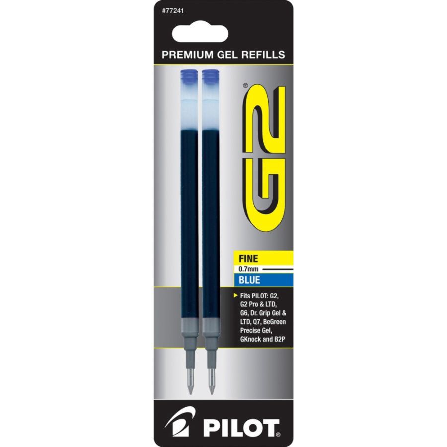 slide 2 of 4, Pilot Rollerball Pen Refills, Fits Dr. Grip Gel, G-2, Fine Point Blue, 2 ct; 0.7 mm