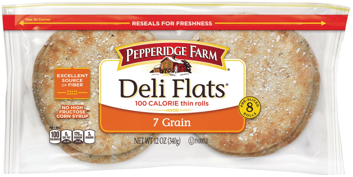 slide 1 of 1, Pepperidge Farm® Deli Flats 7-Grain Bread, 12 oz. Resealable Bag, 8-pack, 12 oz