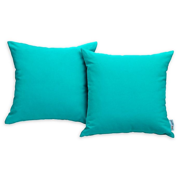 slide 1 of 2, Modway Convene Square Outdoor Patio Pillows - Turquoise, 2 ct