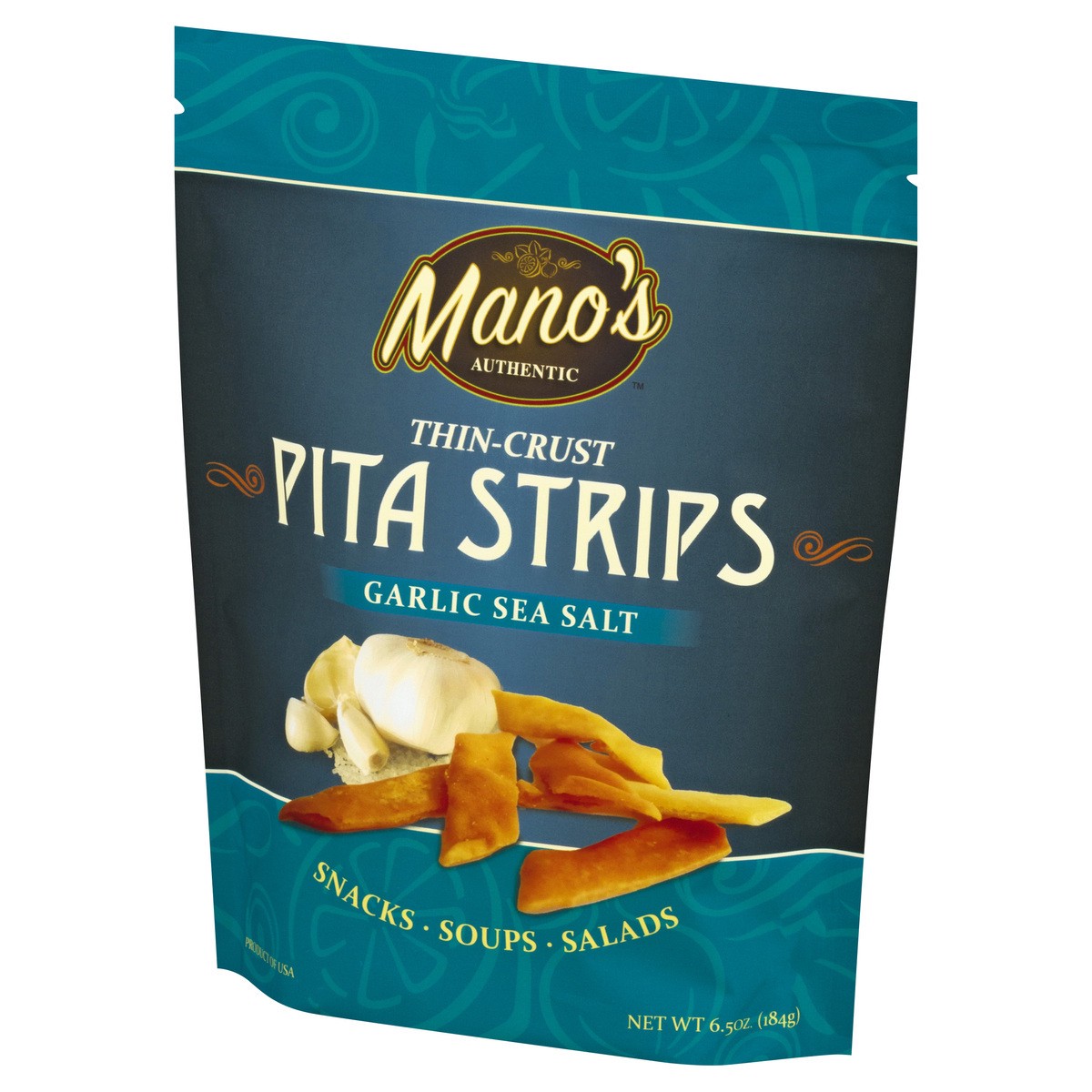 slide 7 of 12, Mano's Manos Garlic Salt Pita Strips, 6.5 oz