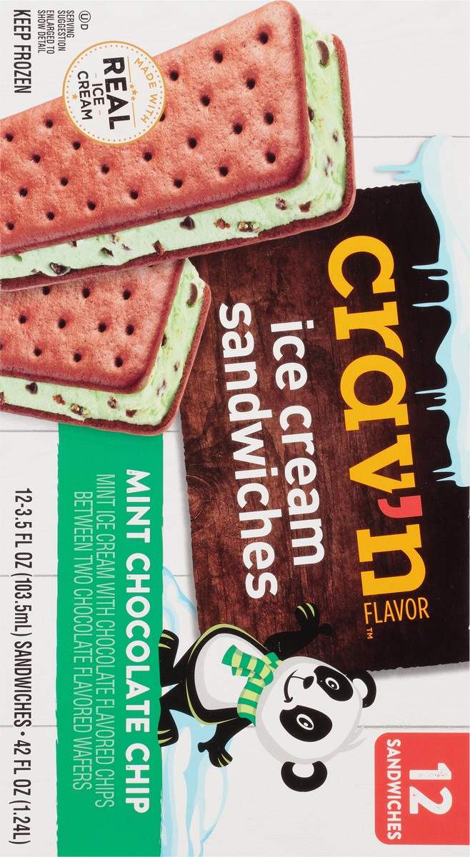 slide 2 of 9, Crav'n Flavor Mint Chocolate Chip Ice Cream Sandwiches 12 ea, 1 ct