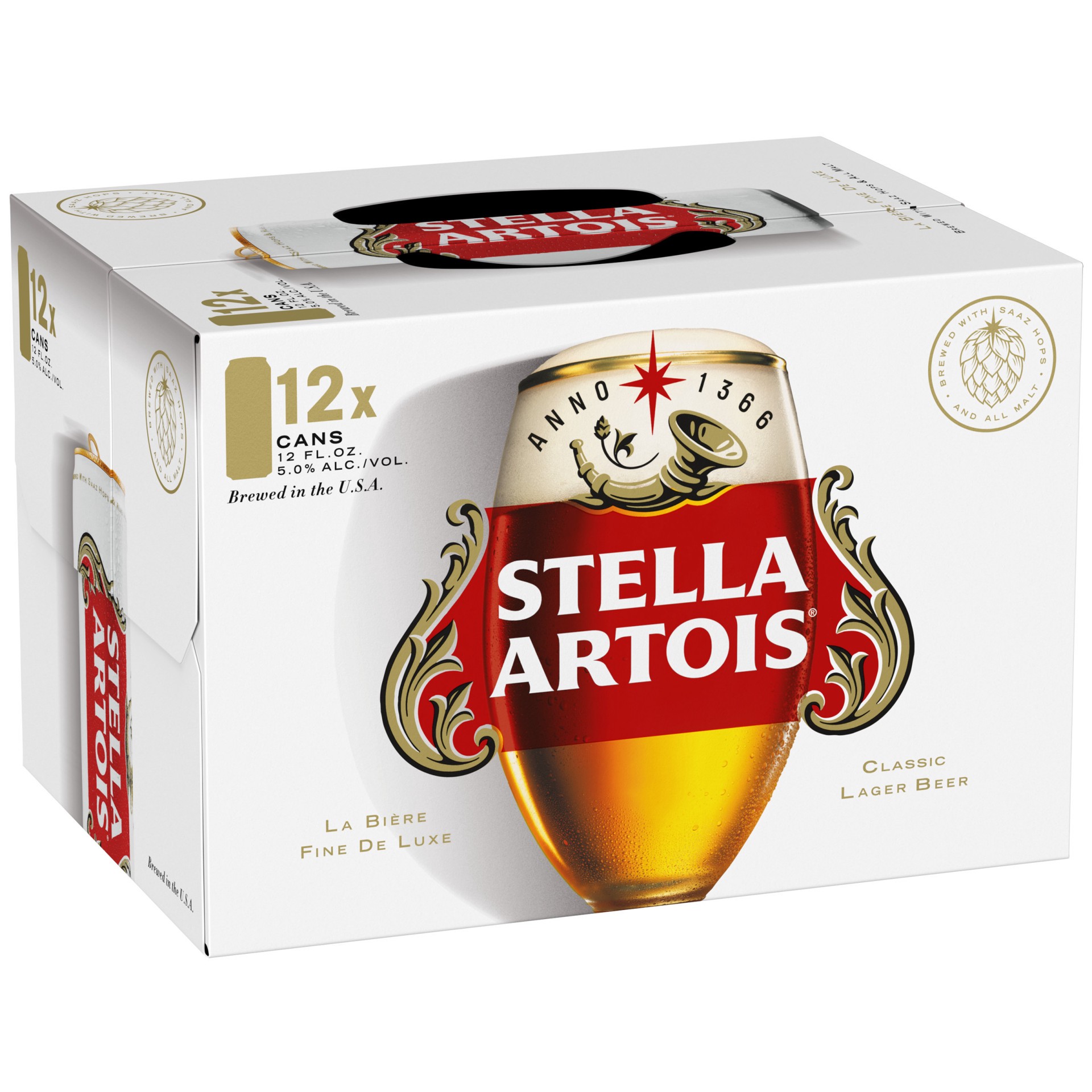 slide 1 of 9, Stella Artois Classic Lager Beer 12 - 12 fl oz Cans, 12 ct