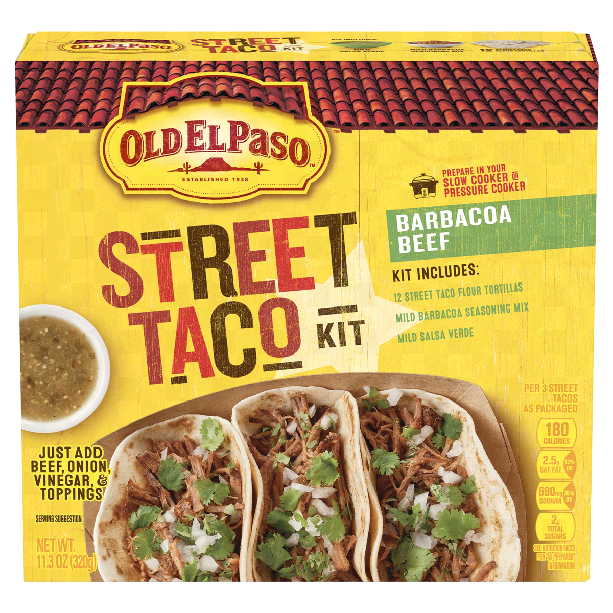 slide 1 of 1, Old El Paso Street Taco Kit, Barbacoa Beef, 11.3oz, 11.3 oz