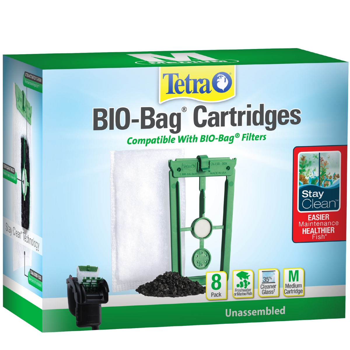 slide 1 of 5, Tetra StayClean Bio-Bag Medium Cartridge, 8 ct