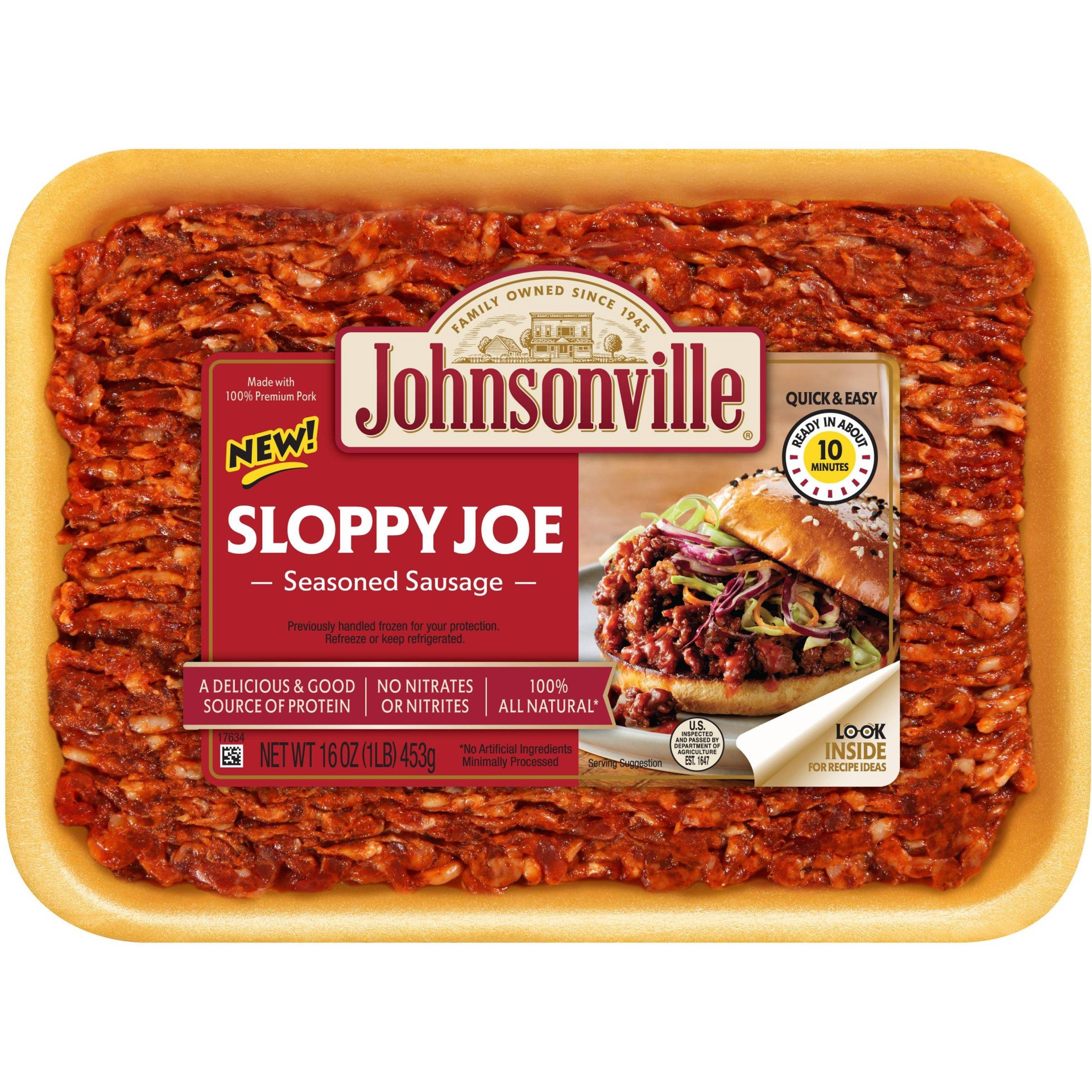 slide 1 of 2, Johnsonville Sloppy Joe Seasoned Ground Sausage, 1 lb