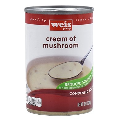 slide 1 of 1, Weis Quality Cream Of Mushroom Reduced Sodium Condensed Soup, 10.5 oz