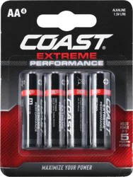 Coast Extra Performance AA Alkaline Batteries 4 ea