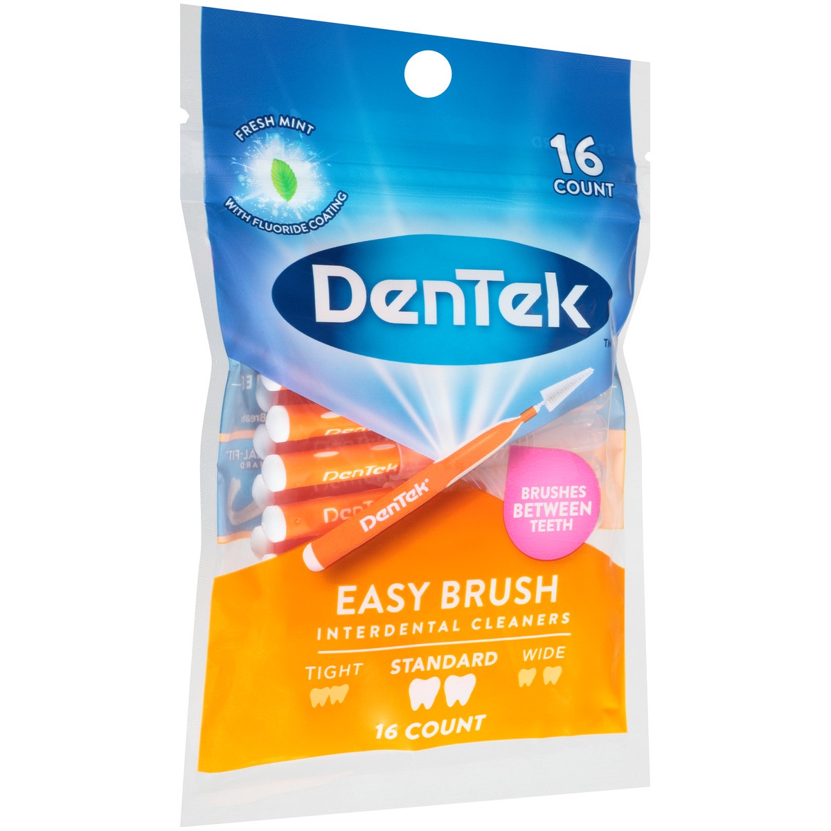 slide 2 of 8, DenTek Easy Brush Interdental Cleaners, Standard, 16 Count, 1 Pack, 16 ct