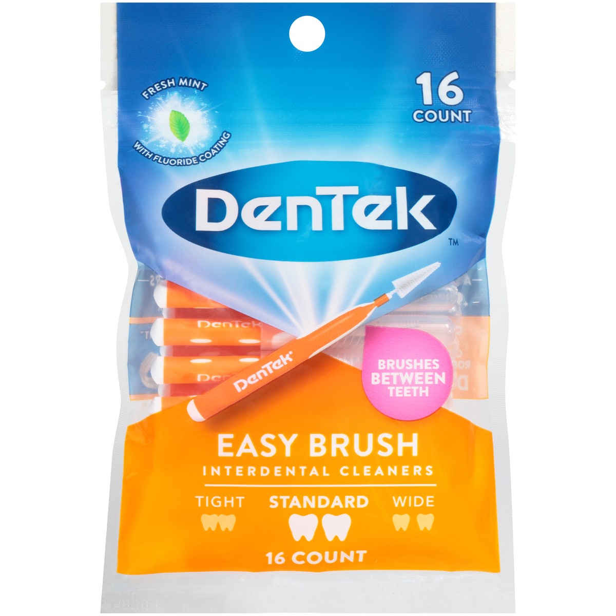 slide 4 of 8, DenTek Easy Brush Interdental Cleaners, Standard, 16 Count, 1 Pack, 16 ct