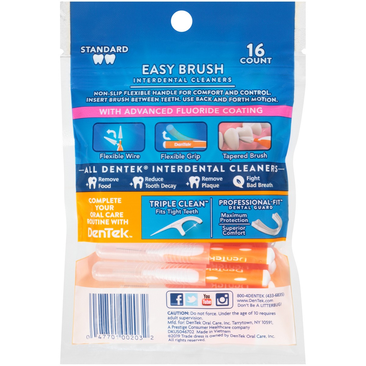 slide 5 of 8, DenTek Easy Brush Interdental Cleaners, Standard, 16 Count, 1 Pack, 16 ct