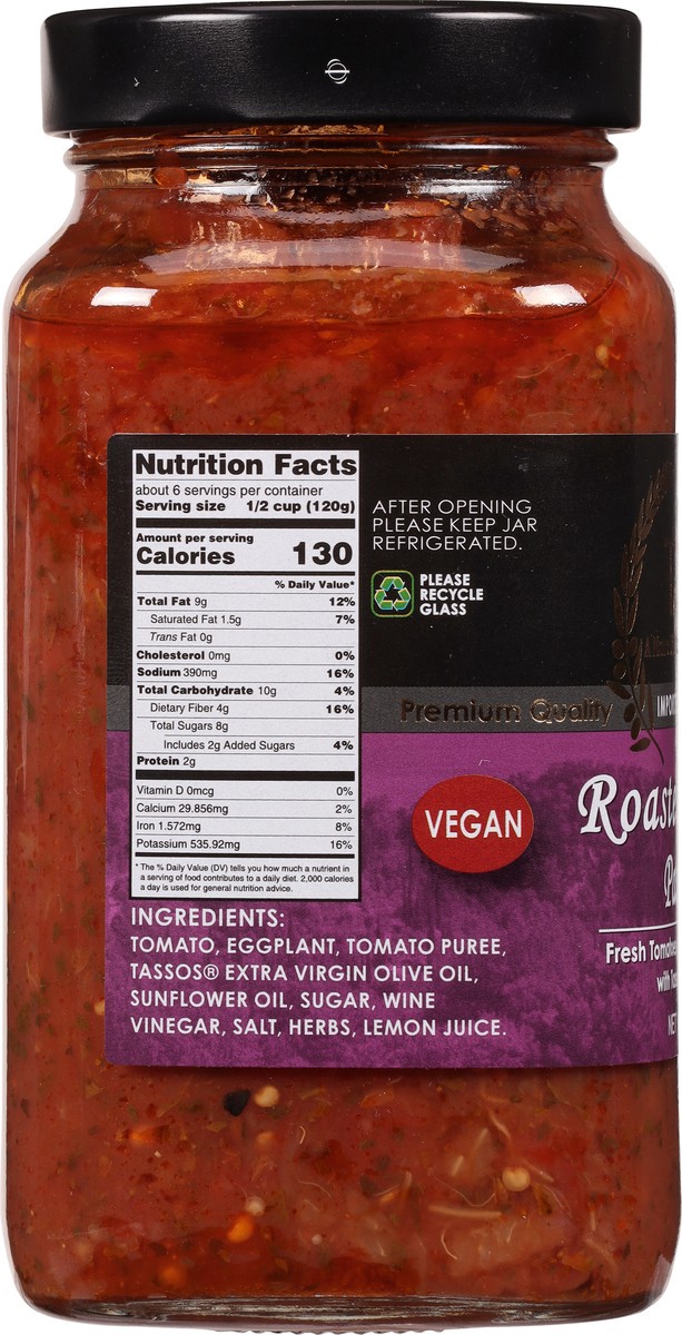 slide 2 of 13, Tassos Roasted Eggplant Pasta Sauce, 24.34 oz