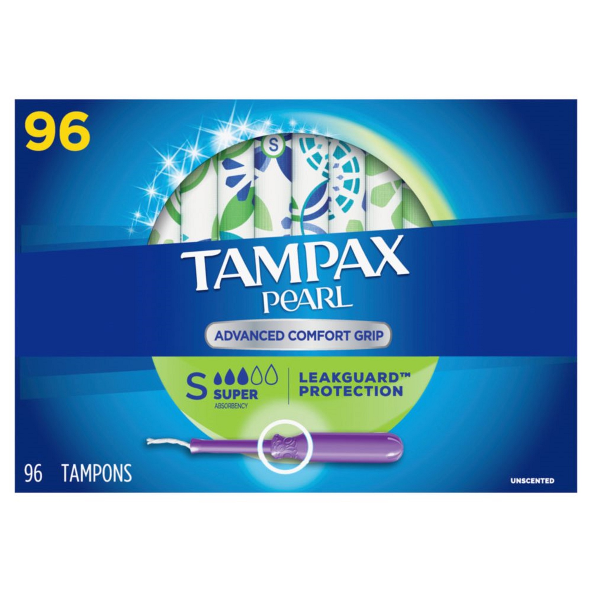 slide 1 of 1, Tampax Pearl Advanced Grip Super Absorbency Tampons, 