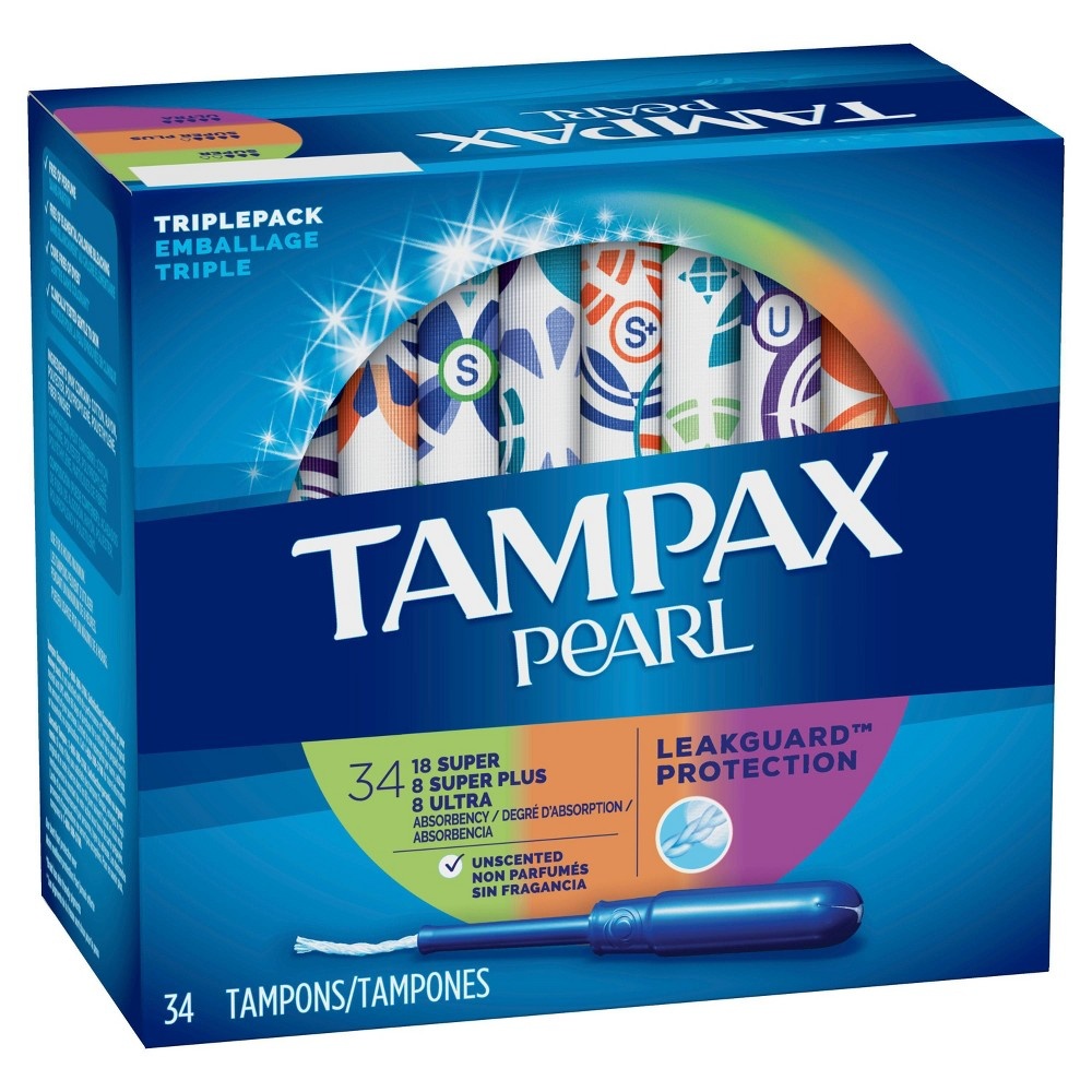slide 2 of 2, Tampax Pearl Triple Pack Unscented Tampons 34 ea, 34 ct