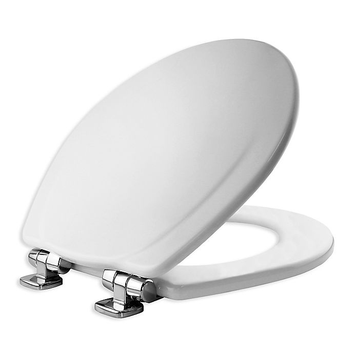 slide 1 of 2, Mayfair Round Molded Wood Toilet Seat - White with Whisper-Close Chrome Hinges, 1 ct