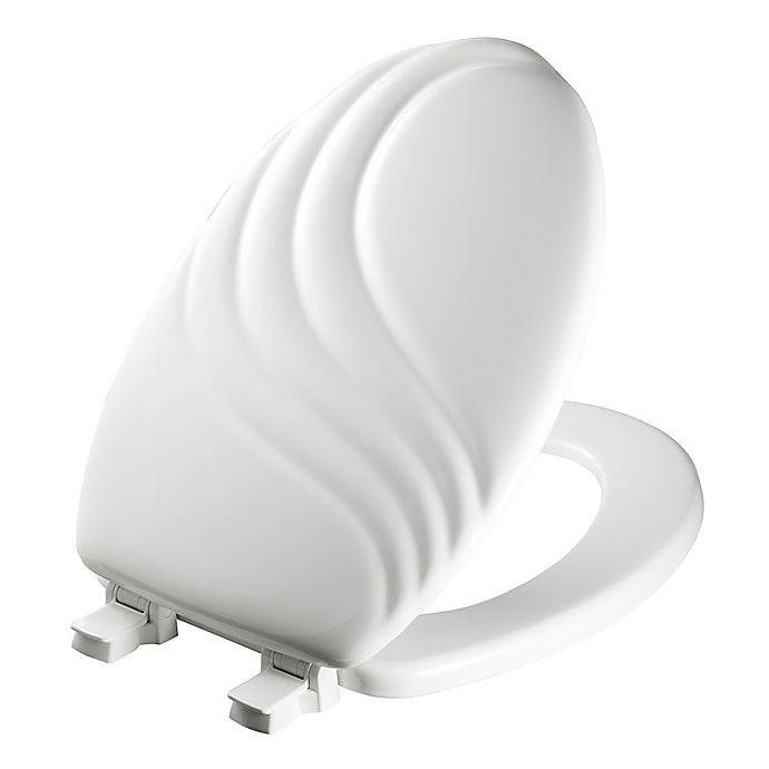 slide 2 of 2, Mayfair Swirl Elongated Molded Wood Toilet Seat - White with Easy Clean & Change Hinge, 1 ct