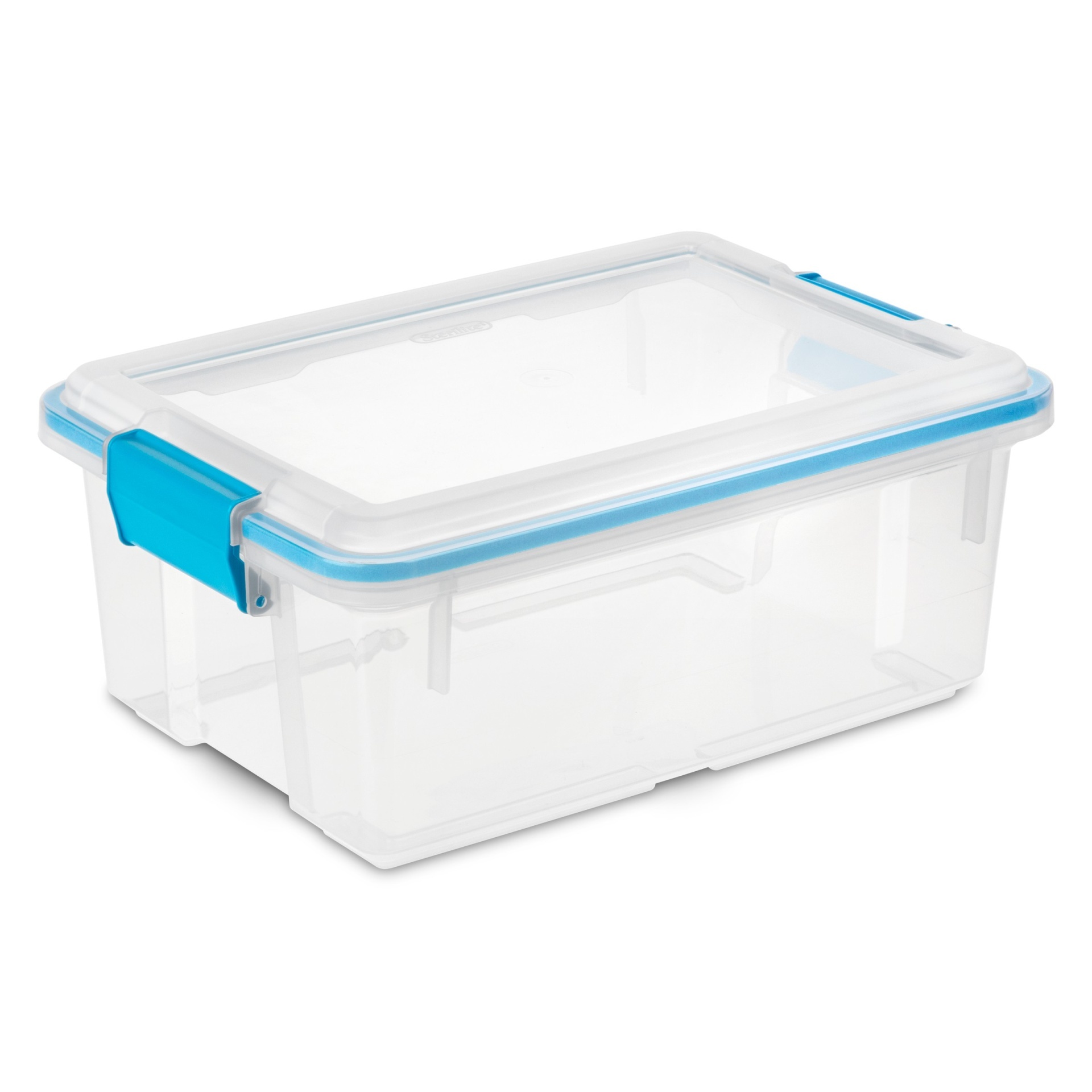 slide 1 of 8, Sterilite Gasket Box Clear With Blue Latches, 12 qt