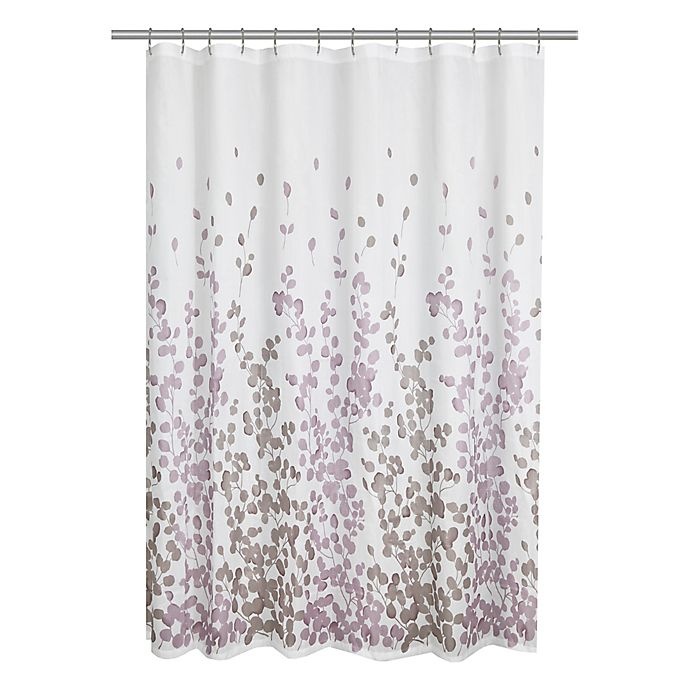 slide 2 of 6, Maytex Leaf Print Fabric Shower Curtain - Purple, 1 ct