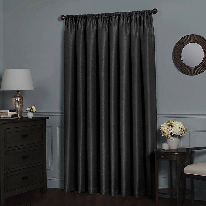 slide 2 of 4, Maytex Emery Rod Pocket Insulated 100% Blackout Window Curtain Panel - Black, 63 in