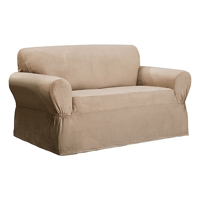 slide 6 of 6, Smart Fit Roland Polyester Stretch Loveseat Slipcover - Sand, 1 ct