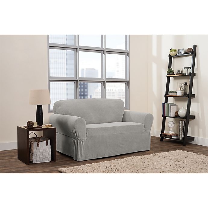 slide 1 of 5, Smart Fit Connor Stretch Loveseat Slipcover - Silver, 1 ct