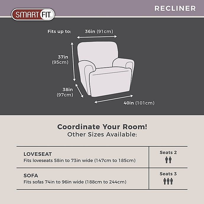 slide 4 of 6, Smart Fit Connor Recliner Slipcover - Silver, 4 ct