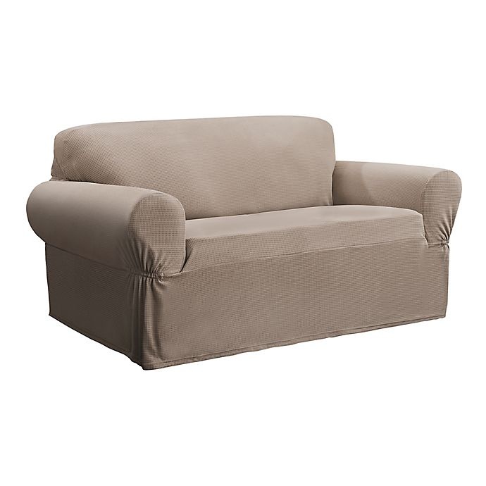 slide 2 of 6, Smart Fit Portland Stretch Loveseat Slipcover - Taupe, 1 ct