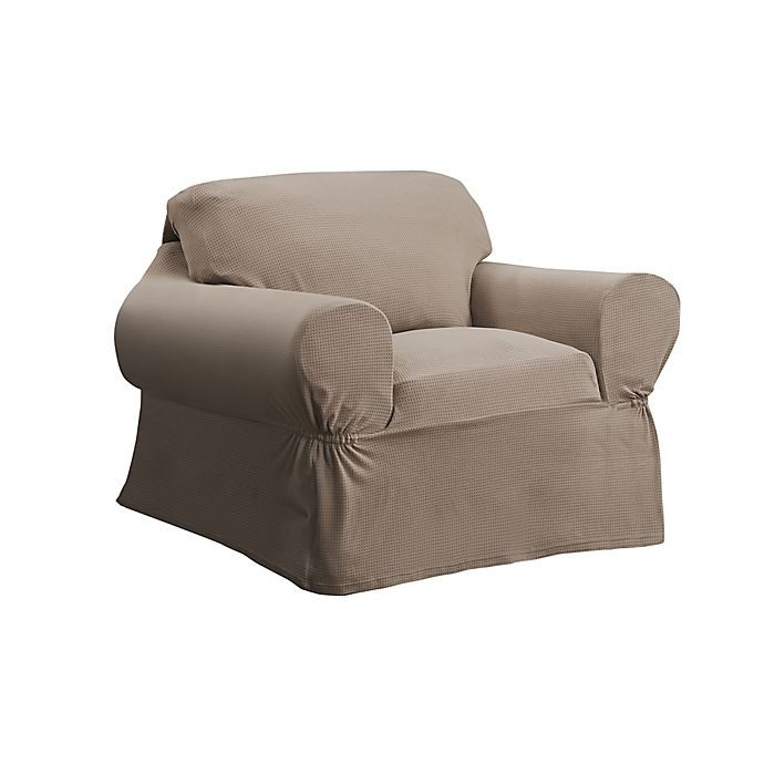 slide 2 of 6, Smart Fit Portland Stretch Chair Slipcover - Taupe, 1 ct