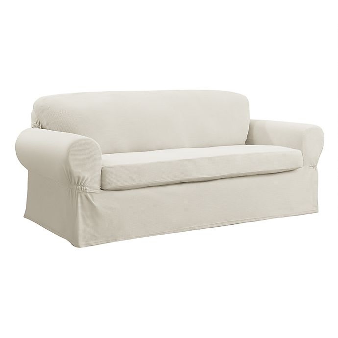 slide 3 of 6, Smart Fit Portland Stretch Sofa Slipcover - Ivory, 2 ct