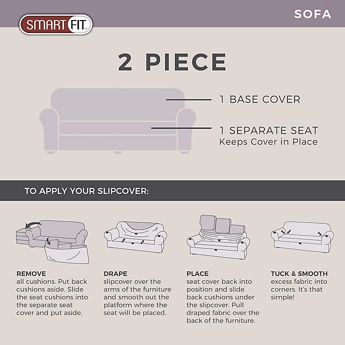 slide 2 of 6, Smart Fit Portland Stretch Sofa Slipcover - Ivory, 2 ct