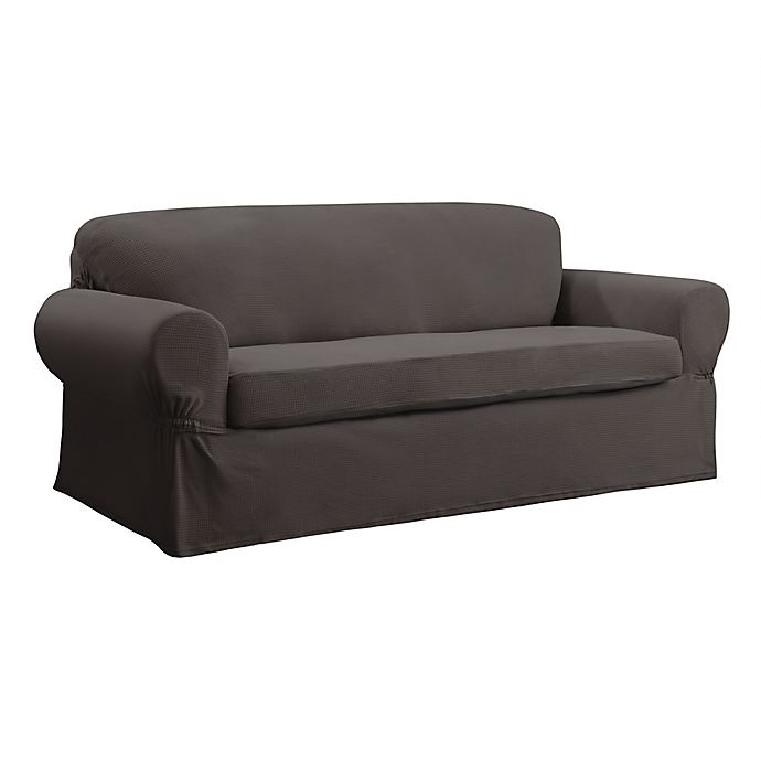 slide 6 of 6, Smart Fit Portland Stretch Sofa Slipcover - Charcoal, 2 ct