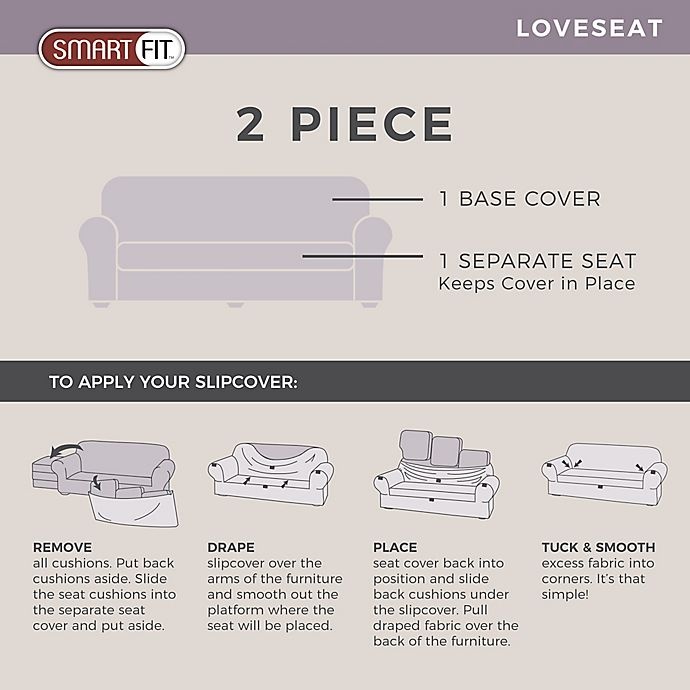 slide 5 of 6, Smart Fit Portland Stretch Loveseat Slipcover - Ivory, 2 ct