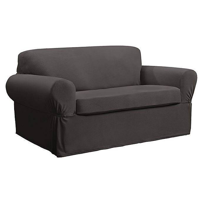 slide 6 of 6, Smart Fit Portland Stretch Loveseat Slipcover - Charcoal, 2 ct