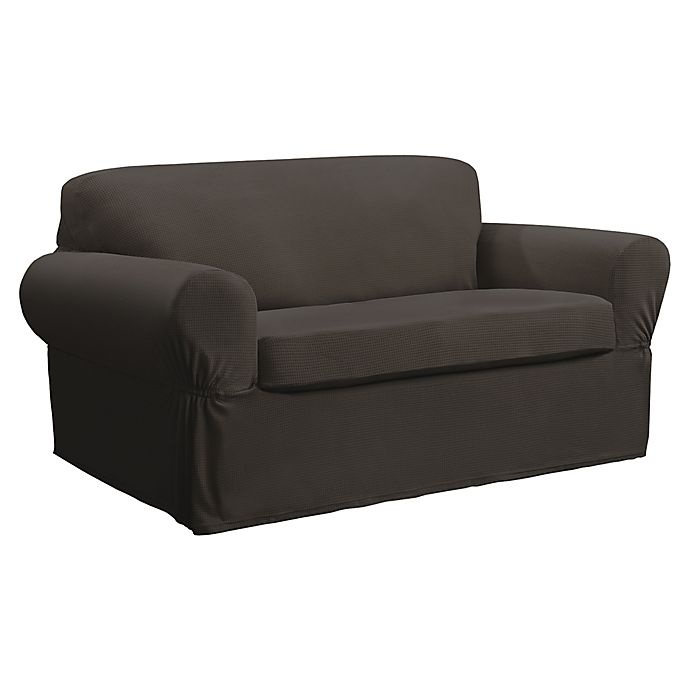 slide 2 of 6, Smart Fit Portland Stretch Loveseat Slipcover - Brown, 2 ct