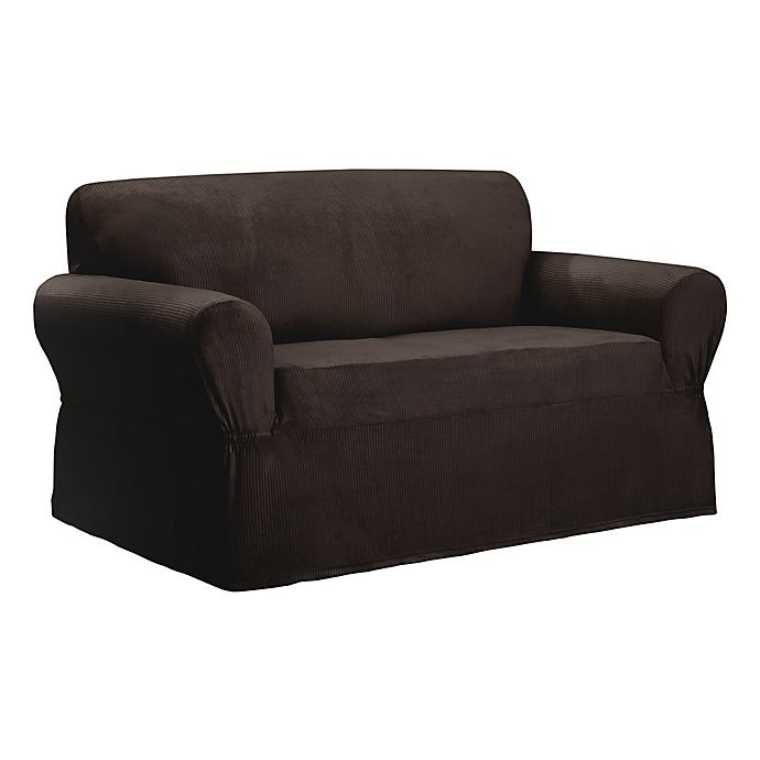 slide 2 of 6, Smart Fit Roland Polyester Stretch Loveseat Slipcover - Chocolate, 1 ct